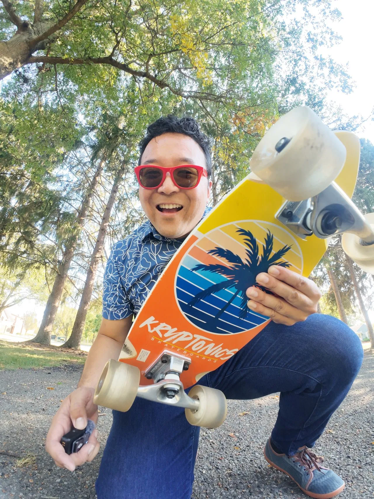 Ed Oyama with skateboard